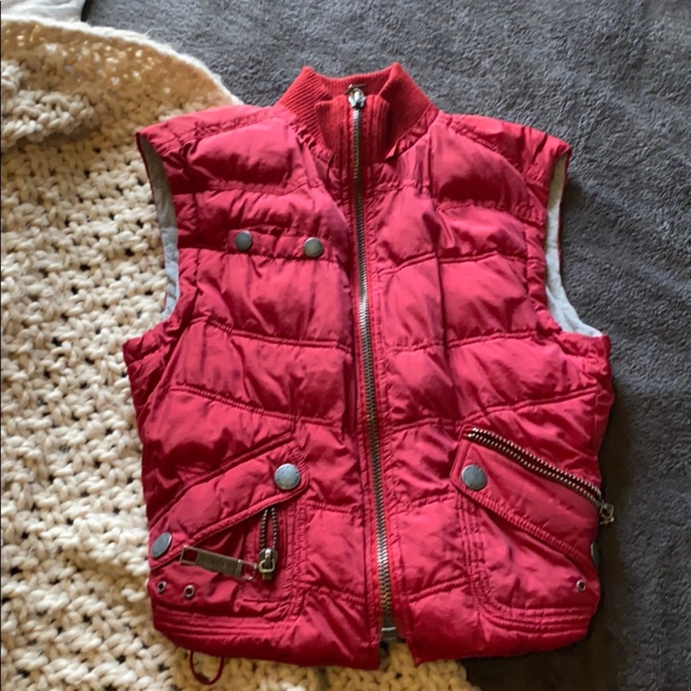 Red puffer vest